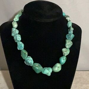 Vintage 925 Sterling Silver Turquoise Nugget Necklace